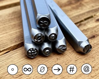 Metal Stamp, At Symbol Arrow Infinity Degree Hashtag Symbol Design Stamp, Metalworking, Metal Stamp Stamping Punch Tools, Jewelry Making