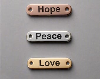 50 Custom Charm - Gold Silver Rose Gold Rectangle Charm - Custom Bar Charm - Laser Engraved Charms - Personalized Charms - Jewelry Supplies
