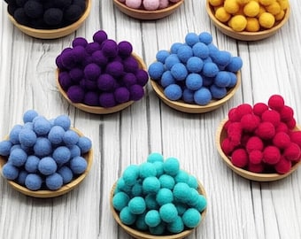 Felt Pom Poms Wholesale - Rainbow Wool Felt Pompoms Wholesale - DIY Loose Felt Ball Garland - Wool Felt Balls - Choose Color Quantity