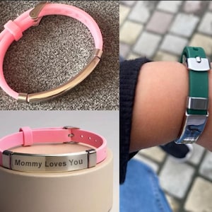 Bracelet d'identification enfant personnalisé - Bijoux bébé personnalisés - Bracelet numéro de téléphone pour enfant - Bracelet d'urgence - Bracelet anti-perte