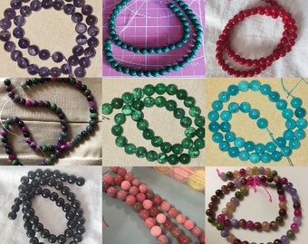 Stone Beads - Bracelet Making Kit - Round Loose Gemstone Beads Lot For Jewelry Making Bracelet and Jewelry 6 mm 8 mm 10mm