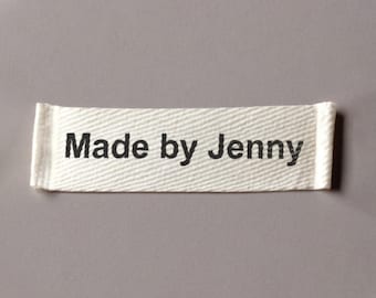 Aangepaste kledinglabels - katoenen keperstof, gepersonaliseerde tags voor gebreide dingen, handgemaakt label, naaiaccessoire - natuurlijk wit