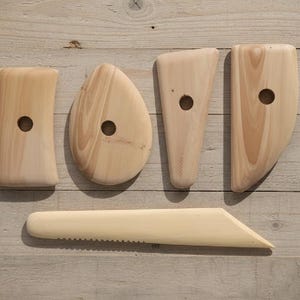 Costillas de madera - Juego de 5 piezas para esculpir y dar forma a cerámica, arcilla y esculturas de cerámica, herramienta de moldeo, herramientas de cerámica, tallado de alfareros