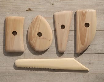 Lamelles de bois - Lot de 5 pièces pour sculpter et façonner de la poterie, de la céramique et de l'argile Outil de moulage pour la céramique Outils de poterie