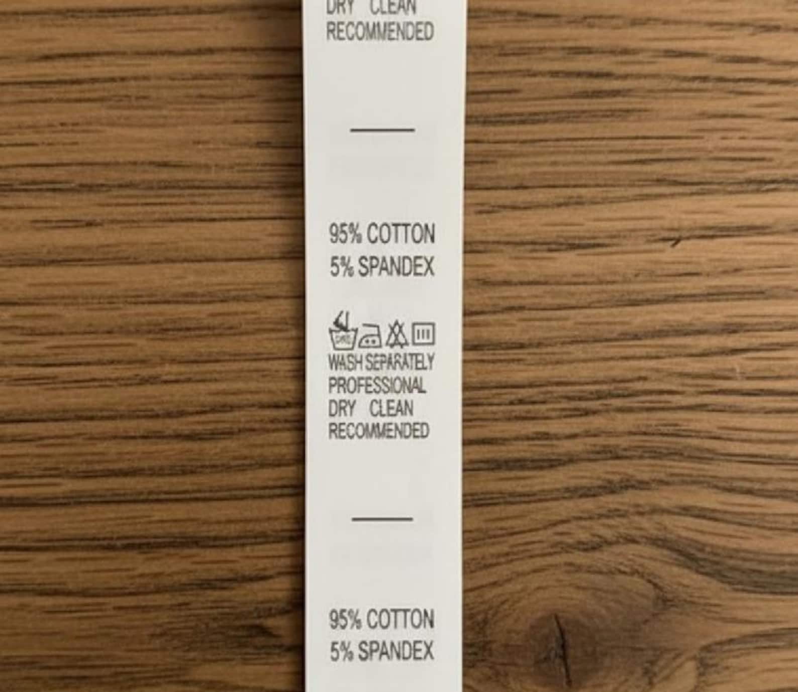 Wool Works Label 100 Clothing Labels - Washing Instructions Fabric Sew in Sew on Wash ...