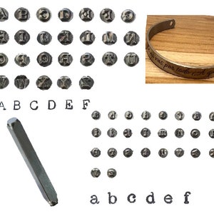 Conjunto de sellos en mayúsculas - Sello de alfabeto en minúsculas - Sello de letras - Sello de diseño de metal - Suministros de fabricación de joyas de estampado de metal DIY