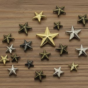 Rivetto a stella - Bronzo Oro Argento Nero - Rivetto fai da te Scarpe Borse Cinture Magliette Giacche Accessori artigianali in pelle - Borchie con testa a stella