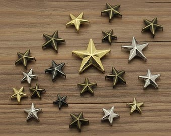 Star Stud Rivet - Bronze Gold Silver Black - DIY Rivet Shoes Bag Belt T-Shirt Jacket Leathercraft Accessories - Star Prong Nail Head Studs