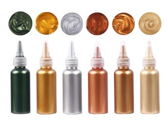 Tinta Metálica - Tinta Acrílica Metálica - Dourado Prata Verde Vermelho - Tinta Metálica Decorativa - Resina Epóxi Pigmento de Cor Faça Você Mesmo