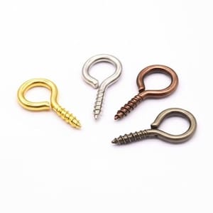 200 pcs Gold Silver Copper Bronze Plated Screw Eyes Bails Top Drilled - Jewelry Making Screw Screws Eye Hooks Screw Eyelets Jewelry Finding
