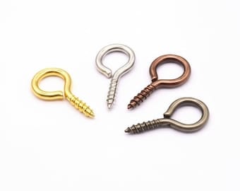200 pcs Gold Silver Copper Bronze Plated Screw Eyes Bails Top Drilled - Jewelry Making Screw Screws Eye Hooks Screw Eyelets Jewelry Finding
