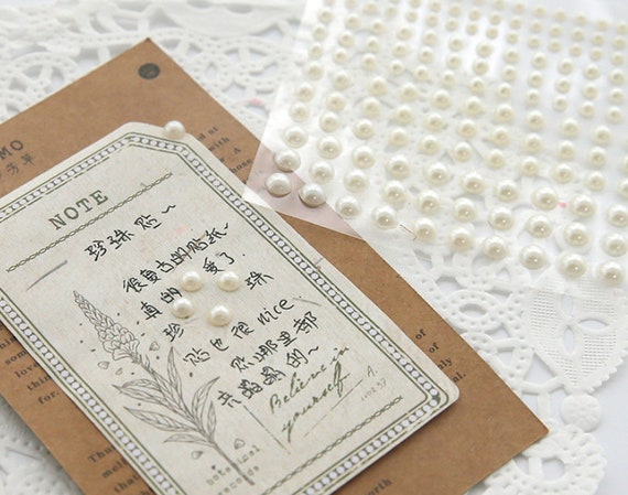 4mm Self Adhesive Pearls sheet of 100 Pearl Stickers Small Stick on Pearls  DIY Invitation Decorations Card Making 