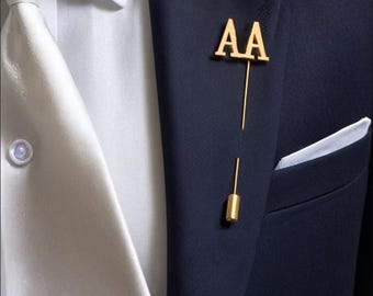 Custom Name Lapel Pins, Personalized Initial Lapel Pin Jewelry, Groomsmen Gift, Groom Gift From Bride, Men's Lapel Pins, Wedding Lapel Pin