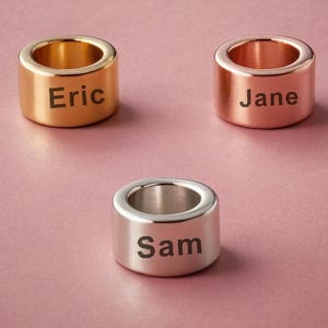 Custom Engraved Beads - Personalized Beads - Spacer Beads - Stainless Steel Metal - Edelstahlperlen Silber Gravur - Jewelry Bracelet Making