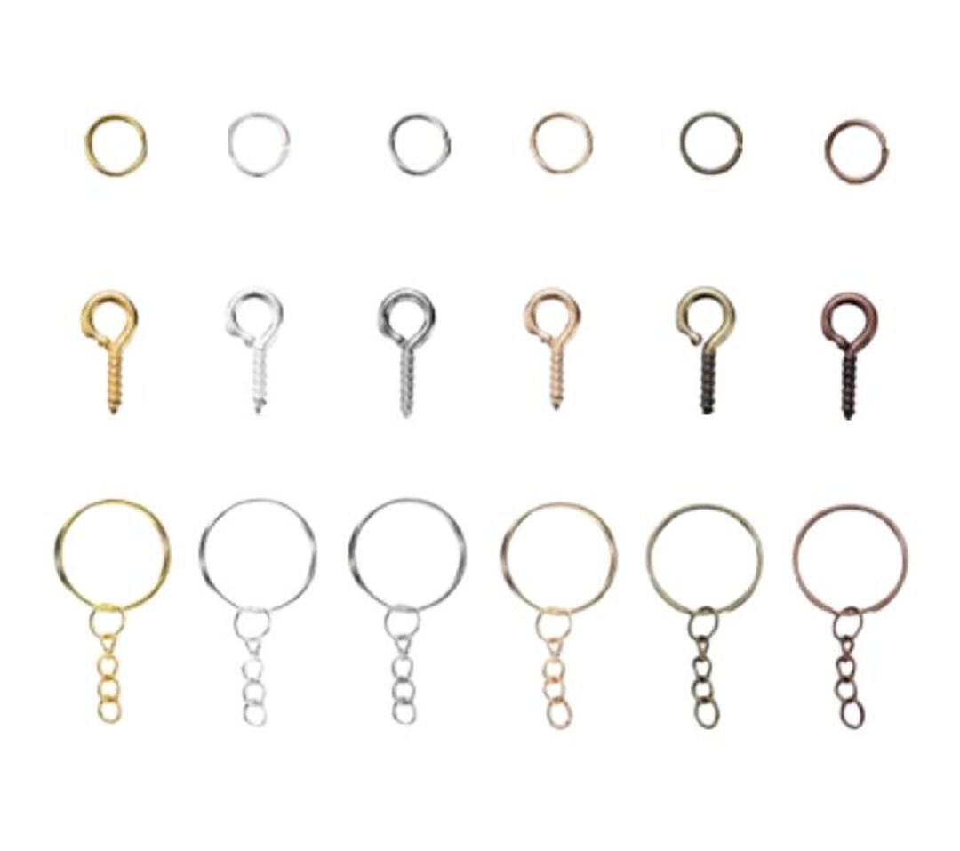 Pin Key Chain Flat Key Chain Rings With Chain Screw Eye Pins - Gold Silver Copper ...