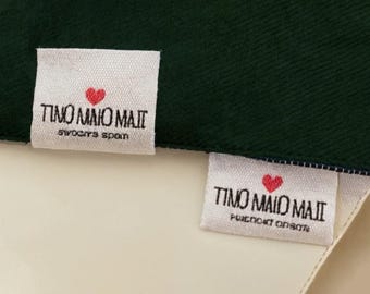 Individuelle Kleidungsetiketten - Personalisierte Stoffanhänger für Kleidung - Stoff Einnähen Etiketten - Einnähen Etiketten - Einklappen Stoffetiketten für Handmade