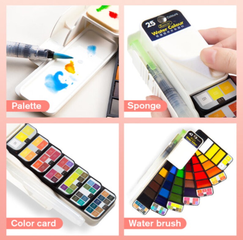 Watercolor Kit Water Color Paint Set Travel Painting Etsy