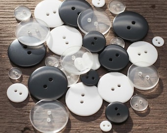 White Black Transparent Two Hole Buttons, Round Plastic Buttons, Sewing Buttons, 8mm 9mm 10mm 11mm 13mm 14mm 15mm