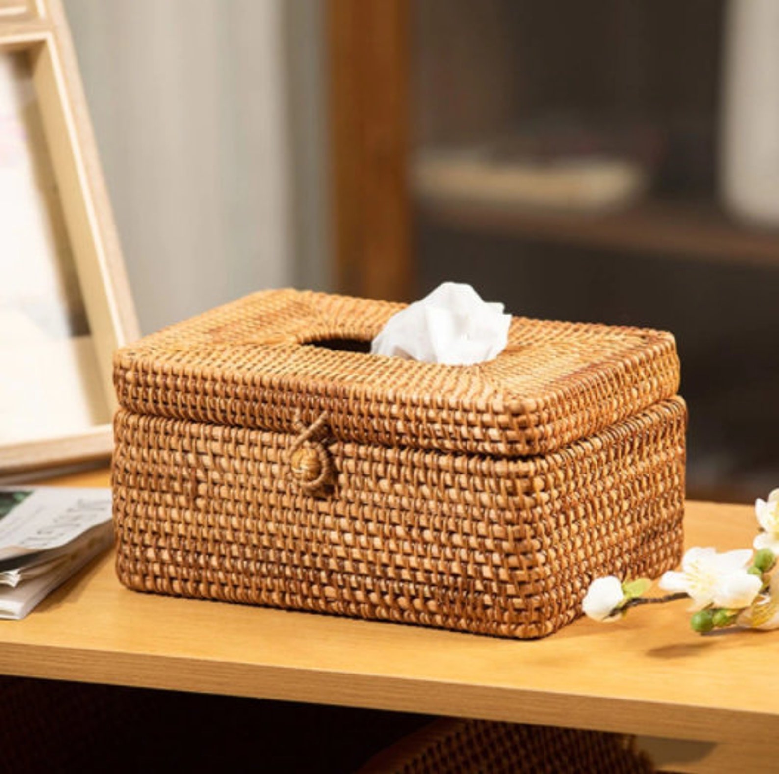 Rattan Tissue Box Cover Wicker Toilet Paper Basket Rattan Etsy