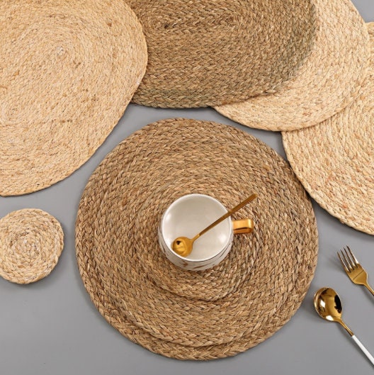 Round Woven Placemat Straw Table Mats Dining Mats Etsy