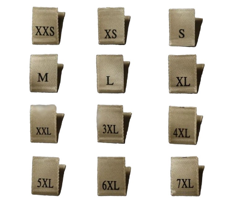 100 Gold Satin Clothing Size Labels - Number Woven Size Tag - T-shirt ...
