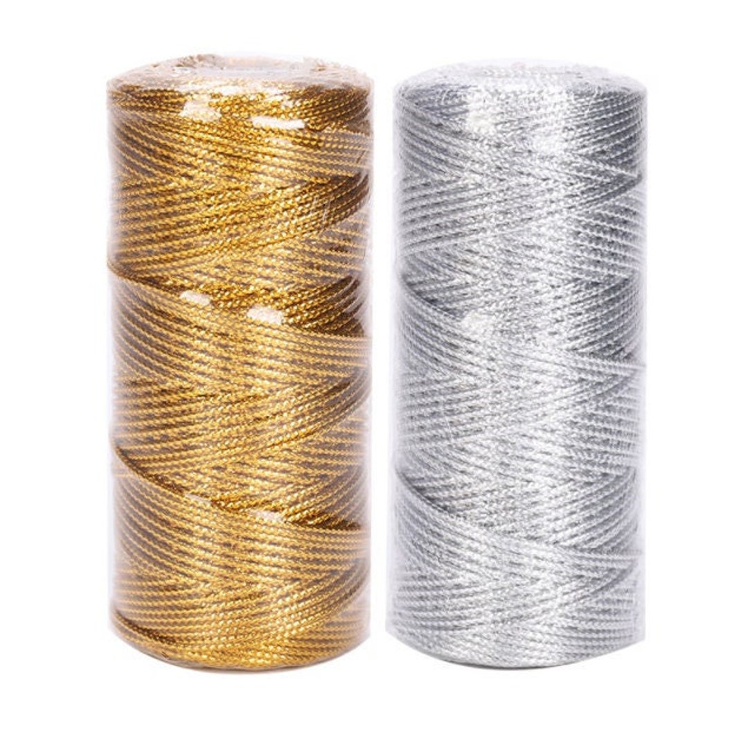Metallic Gold Silver 1.5 Mm Premium Cord, 109 Yards 100 Meters