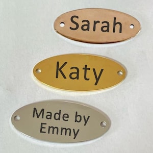 50 Personalized Laser Engraved Tag with Logo , Custom Clothing Metal Tag , Bag Metal Label , Custom Clothing Labels, Sewing Metal Nameplates