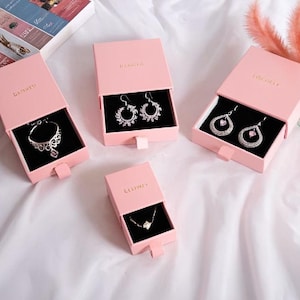 10 pezzi di scatole per gioielli personalizzate, logo personalizzato, scatole di carta personalizzate, piccole scatole per imballaggio cassetto, per orecchini, collane, vendita all'ingrosso all'ingrosso
