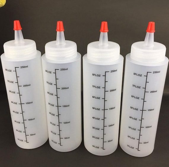 5 Pcs Plastic Paint Bottles With Cap Squeeze Bottles With Measurements 250  Ml 8 Oz 