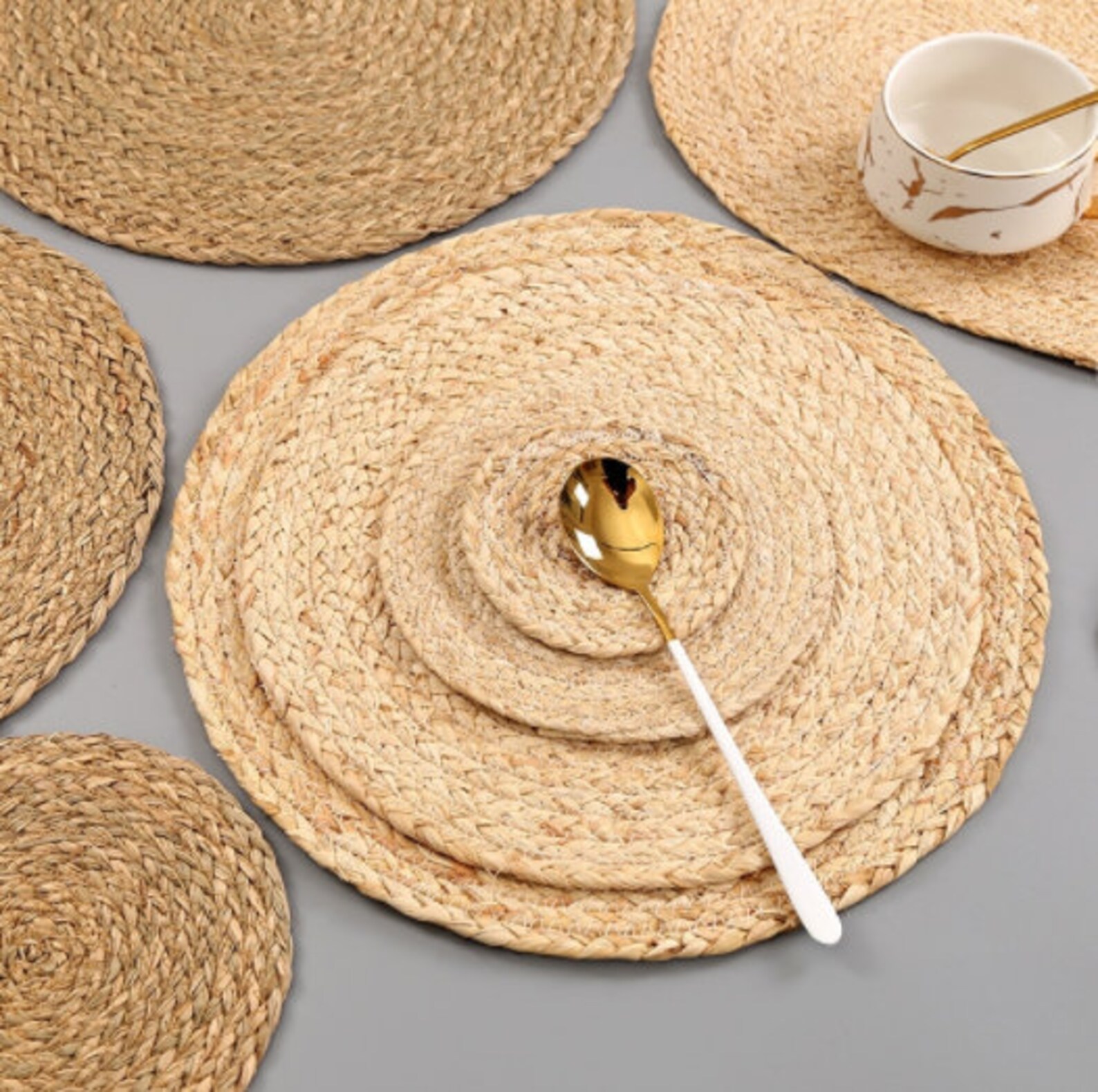 Round Woven Placemat Straw Table Mats Dining Mats Etsy