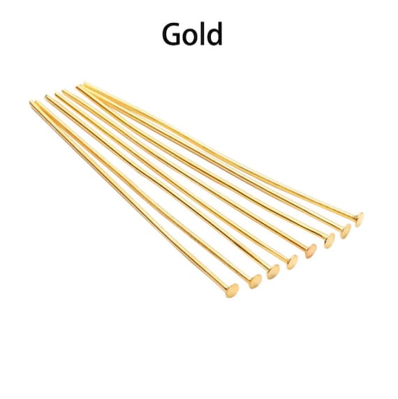 100 Flat Head Pins Silver, Gold, Antique Silver, Antique Gold