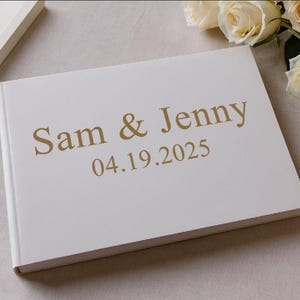 Custom Wedding Guest Book, Personalized Wedding Guestbook, Reception Signing Book, Engagement Party Bridal Shower Modern Elegant Blank