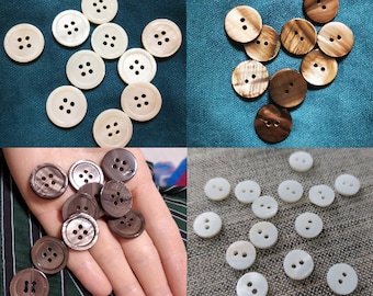 Bottoni con conchiglia di perle da 10 pezzi - Bottoni da cucire con perle - Bottoni rotondi con due fori - Bottoni artigianali da 10 mm 15 mm 20 mm 25 mm Bottoni bianchi Bottoni marroni