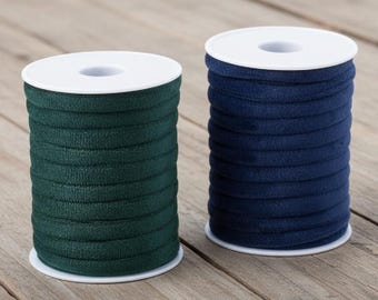 Velvet Cord - 8mm - 10 Meters - Velvet Trim Tubing Stretch Cord Blue Green - Round Cords For Jewelry Making - Sewing DIY Bag Making Soft