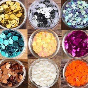 400 Pcs Paillettes Sequins Flat Top Hole - 6 mm Gold Orange White Black Yellow Brown Blue Green Silver Purple