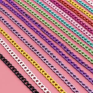 Flat Chain, Jewelry Making Supplies, Necklace Craft Supplies Findings Bulk Chain for Men Women Red Yellow Pink Purple Silver Black White DIY