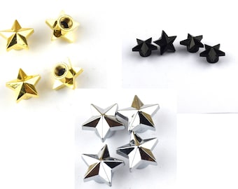 Star Stud Rivet - Goud Zilver Zwart - DIY Rivet Schoenen Bag Belt T-Shirt Jacket Leathercraft Accessoires - Star Prong Nail Head Studs Screw On