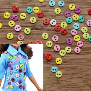 30 Pcs 3 mm 4 mm Doll Buttons - Micro Buttons - Miniature Tiny  Buttons - Botones - Round Sewing Buttons for Doll Clothes Making Supplies