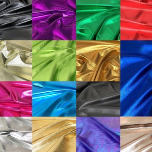 Shiny Spandex Fabric - Metallic Foil Stretch Spandex - Glossy Apparel Fabric for Costume Pants, Skirt, Sweater Dress Making - Silver Gold