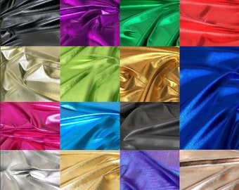 Tela de spandex brillante - spandex elástico de lámina metálica - tela de ropa brillante para pantalones de disfraces, faldas, confección de vestidos de suéter - oro plateado