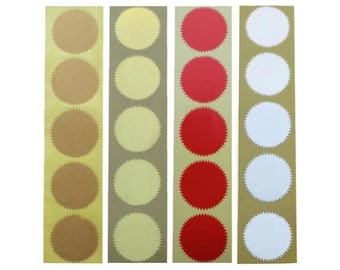 Embossing Klebefolien Siegel - Metallic Silber Gold Rot Kraft - Aufkleber für Ihre Prägeabdruck - Zertifikatssiegel Prägestempel