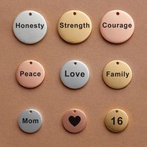 5 benutzerdefinierte Edelstahl Charm, Gold Silber personalisierte Charm, Logo Charm Beads, Laser gravierte Charm Beads für Schmuck Armbänder machen