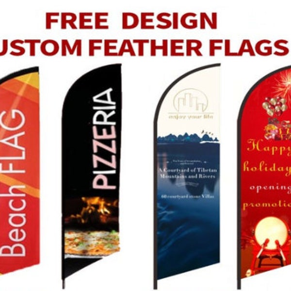 Bandera de plumas personalizada - Bandera de negocio personalizada - Bandera de boutique con logotipo - Bandera de pie - Bandera de tienda - Diseña la tuya propia - Pantalla