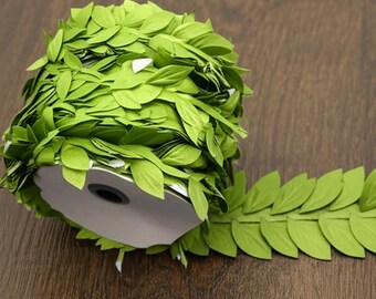 Leaf Ribbon - Leaf Trim - Deorative Artificial Leaf for Toga Party - Fabric Leaves - Fake Vine Garland - Green Red Orange Pink Purple