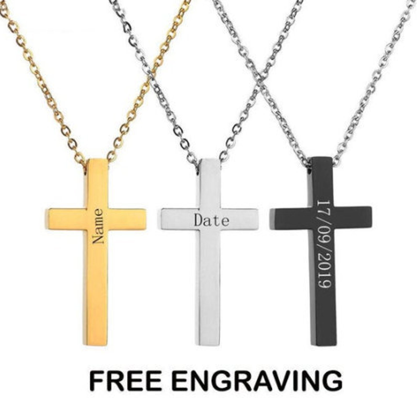 Personalized Cross Necklace for Men Women Custom Cross - Etsy UK
