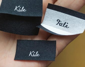 1000 Custom Clothing Labels -  Black Damask Polyester Fabric Sew in Sew on Labels Personalized Cloth Tags for Clothes Fold Over Cloth Labels