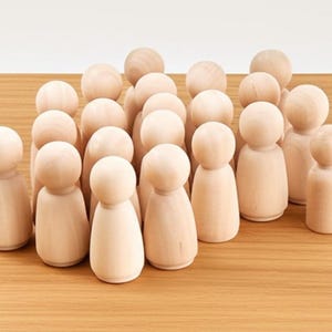 50 Pcs Wooden Peg Dolls - Unfinished Peg People Family - Natural Peg Dolls Blank Kit - Bulk Poupée Bois à Peindre - DIY Craft Supplies image 5