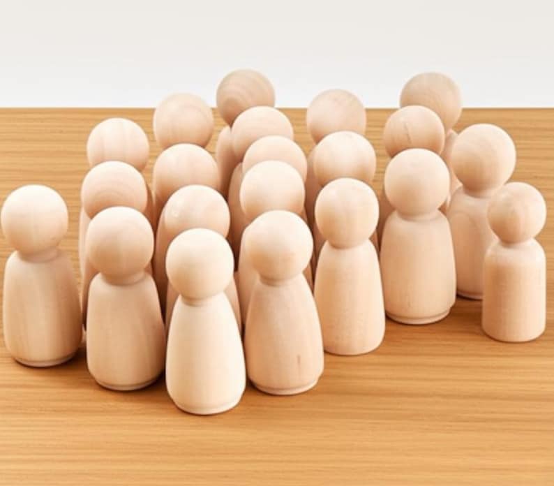 50 Pcs Wooden Peg Dolls - Unfinished Peg People Family - Natural Peg Dolls Blank Kit - Bulk Poupée Bois à Peindre - DIY Craft Supplies image 5