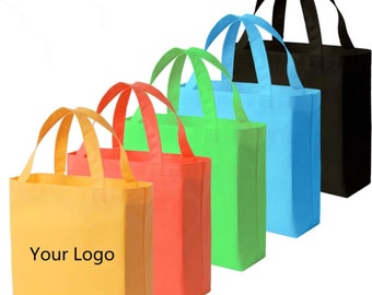 100 Custom Tote Gift Bags - Personalized Shopping Bag - Beach Bag Create your Own Bag - Promotional Tote Bag - Printed Tote Bag Grocery Bag