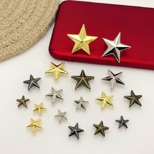 Star Stud Niete - Bronze Gold Silber Schwarz - DIY Rivet Schuhe Tasche Gürtel T-Shirt Jacke Lederschmuck Zubehör - Star Prong Nagel Kopfnieten